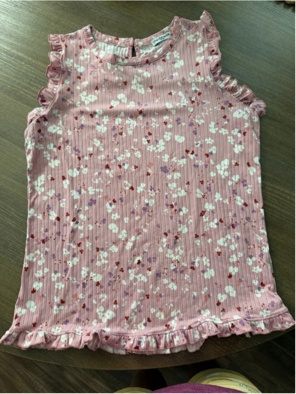 cha cha vente Floral Tank Top Size L Pink White. EUC